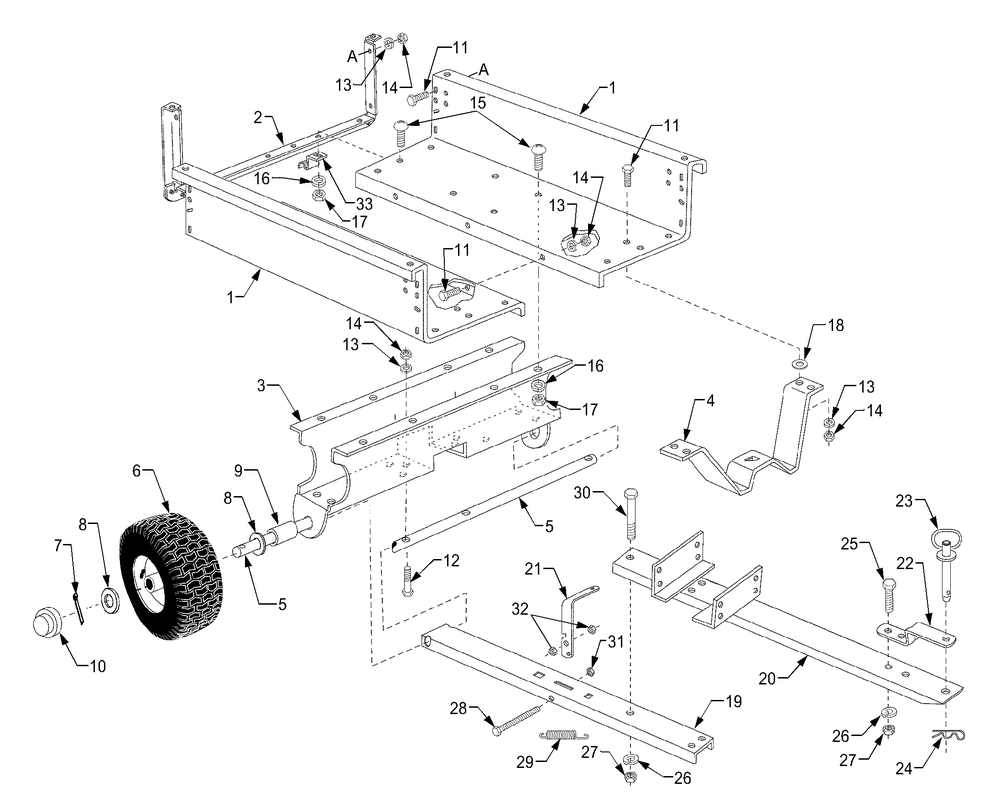 Cart Body Diagram and Parts List for 217A 32-CuFt-190100 Cub Cadet Lawn Tractor
